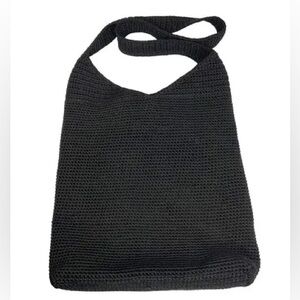 Black Knit Shoulder Bag The Sak Solid Black Crochet Shoulder Bag Purse EUC